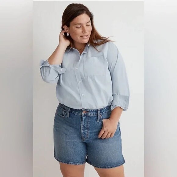 NWT | Madewell Plus  Relaxed Mid Length Denim‎ Shorts Kimbrough Medium Wash 24W - Picture 1 of 9